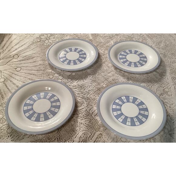 Set of 4 Martha Stewart Everyday Garden Trellis 7.75” Salad Plates Blue White - Picture 5 of 9